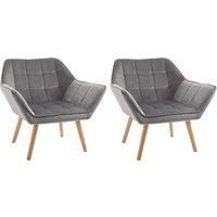 HOMCOM Accent Chair Set: Pair of Armchairs with Wide Arms, Slanted Back, Iron Frame & Wooden Legs, Grey Upholstery Aosom UK