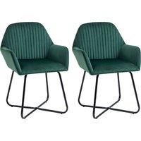 HOMCOM Velvet Armchair Duo: Luxurious Lounge Seating with Metal Base, Emerald Green Aosom UK