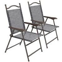 Outsunny Folding Chairs Set w/ Armrest, Breathable Mesh Fabric Seat, Grey
