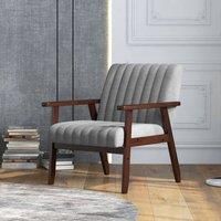 Homcom Modern Accent Chair Upholstered Armchair For Bedroom Living Room Grey