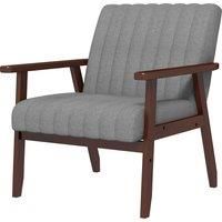 HOMCOM Modern Armchair, Fabric Accent Chair, Upholstered Living Room Chair with Wood Legs Tufting Pattern for Bedroom, Grey
