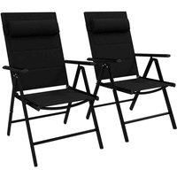 Outsunny 2pc Outdoor Folding Chairs w/ Padded Seat - Black