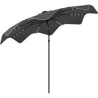 Outsunny Solar Parasol w/ LED and Tilt - Dark Grey