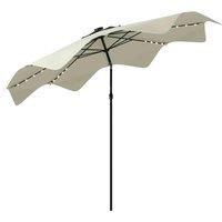 Outsunny Solar Parasol w/ LED and Tilt - Cream White
