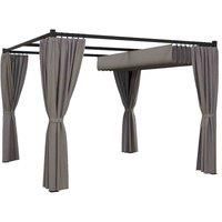 Outsunny 3x3m Retractable Pergola Canopy w/ Curtains - Grey