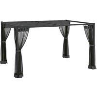 Outsunny 3x4m Pergola w/ Retractable Roof/Netting Dark Grey