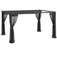 Outsunny 3 x 4m Pergola with Retractable Roof and Netting, Dark Grey