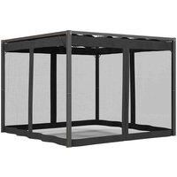 Outsunny 3 X 3 M Pergola With Retractable Roof And Netting Dark Grey