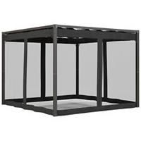Outsunny 3 x 3 m Pergola with Retractable Roof and Netting, Dark Grey