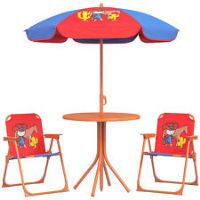 Outsunny Kids Bistro Table and Chair Set w/ Cowboy Theme, Adjustable Parasol