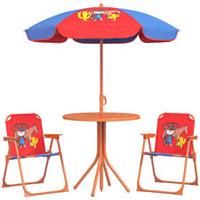 Outsunny Kids Bistro Table and Chair Set w/ Cowboy Theme, Adjustable Parasol