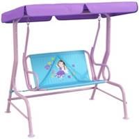 Outsunny 2 Seater Kids Swing Chair, Fairy-Themed with Adjustable Canopy
