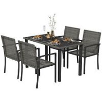 Outsunny 4 Seater Rattan Garden Furniture Set w/ Glass Tabletop - Grey