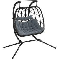 Outsunny PE Hanging Swing Chair w/ Thick Cushion - Black