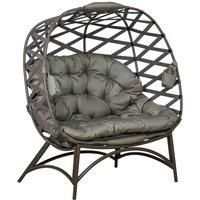 Outsunny 2 Seater Egg Chair with Cushion - Sand Brown