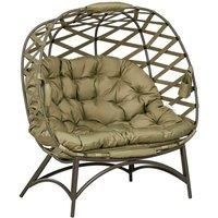 Outsunny 2 Seater Egg Chair with Cushion - Khaki