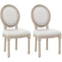 Homcom French Style Dining Chairs Set Of 2 With Pu Leather Upholstery Wood Legs