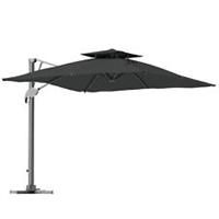 Outsunny 3(m)Garden Parasol Patio Umbrella w/ Hydraulic Mechanism Dual Top Grey