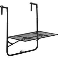 Outsunny Balcony Hanging Table, Metal Wall Mount Desk, Adjustable Folding Balcony Deck Table for Patio and Garden, Black