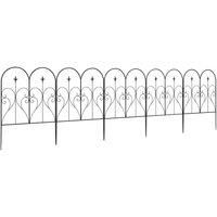 Outsunny Decoration Garden Fence, 32in x 10ft Outdoor Picket Fence Panels, 5PCs Rustproof Metal Wire Landscape Flower Bed Border Edging Animal Barrier, Black