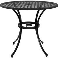 Outsunny Cast Aluminium Bistro Table with Umbrella Hole, 85cm Round Garden Table, Patio Table for Balcony, Poolside, Black