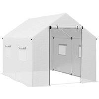 Outsunny 2x3m Polytunnel Greenhouse w/ Wide Door - White