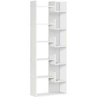 HOMCOM 6-Tier Bookshelf Freestanding Decorative Storage Shelves for Home White, white