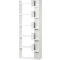 HOMCOM Modern Book Shelf with 11 Open Shelves, 6-Tier Bookcase, Freestanding Shelving Unit for Home Office and Study, White