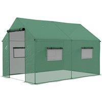 Outsunny Polyethylene Walk-in Polytunnel Greenhouse, 2 x 3(m), Green