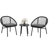 Outsunny 3 Piece Garden Furniture Set, Bistro Set w/ 2 Chairs & 1 Coffee Table