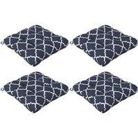 Outsunny Set of 4 Outdoor Seat Cushion with Ties - Blue