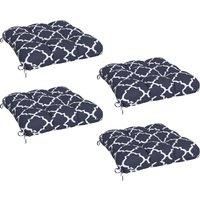 Outsunny Replacement Seat Cushions Set for Patio Chairs, 4-Piece Indoor Outdoor Cushion Pillows with Ties, Blue