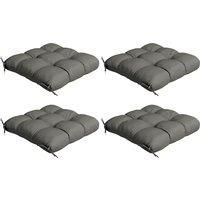 Outsunny 4-Piece Seat Cushion Pillows Replacement, Patio Chair Cushions Set with Ties for Indoor Outdoor, Charcoal Grey