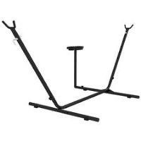 Outsunny Hammock Stand with Side Tray, Steel Frame Hammock Stand, Black