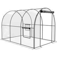 Outsunny 3 x 2 x 2m Polytunnel Greenhouse with Door, Windows, Steel Frame, Clear