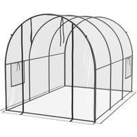 Outsunny Polytunnel Greenhouse Walk-in Grow House with Plasric Cover, Door, Mesh Window and Steel Frame, 3 x 2 x 2m, Clear