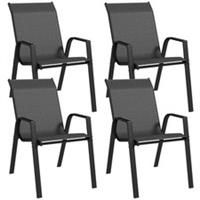 Outsunny Wicker Dining Chairs Set of 4, Stackable Outdoor Chairs, Grey