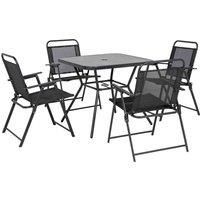 Outsunny Outdoor Dining Set W Umbrella Hole Table Black