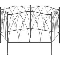 Outsunny Decorative Garden Fencing, 5PCs Outdoor Picket Fence Panels, Rustproof Metal Wire Landscape Flower Bed Border Edging Animal Barrier, Black