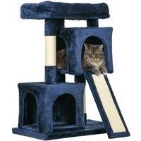 PawHut Cat Tree for Indoor Cats 83cm Cat Scratching Post Scratch Board Kitten Tower Climbing Frame Navy Blue