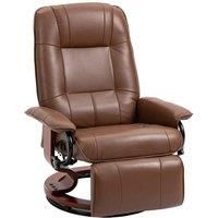 HOMCOM Ergonomic Office Recliner Sofa Chair PU Leather Armchair Lounger Brown, Brown