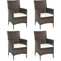 Outsunny 4 PC Outdoor Rattan Armchair Wicker Dining Chair Set for Garden Brown