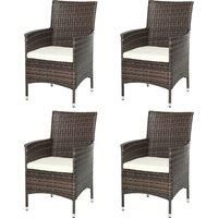 Outsunny 4 PC Rattan Chair Set, Patio Sofa Chairs Set, Cushioned Outdoor Rattan Furniture