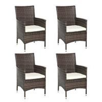 Outsunny 4 PC Outdoor Rattan Armchair Wicker Dining Chair Set for Garden Coffee