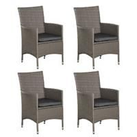 Outsunny 4PC Outdoor Rattan Armchair Wicker Dining Chair Set for Garden Grey