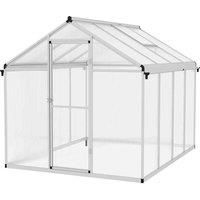 Outsunny 8x6ft Aluminium Greenhouse with Door Window Galvanised Base PC Panel