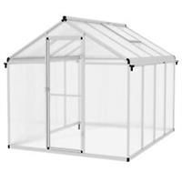 Outsunny 8x6ft Aluminium Greenhouse with/ Door Window Galvanised Base PC Panel