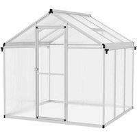 Outsunny 6x6ft Aluminium Greenhouse with Door Window Galvanised Base PC Panel