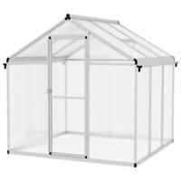 Outsunny 6x6ft Aluminium Greenhouse with/ Door Window Galvanised Base PC Panel