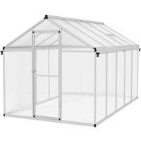 Aluminium Greenhouse with Door Window Galvanised Base PC Panels Grow House Shed